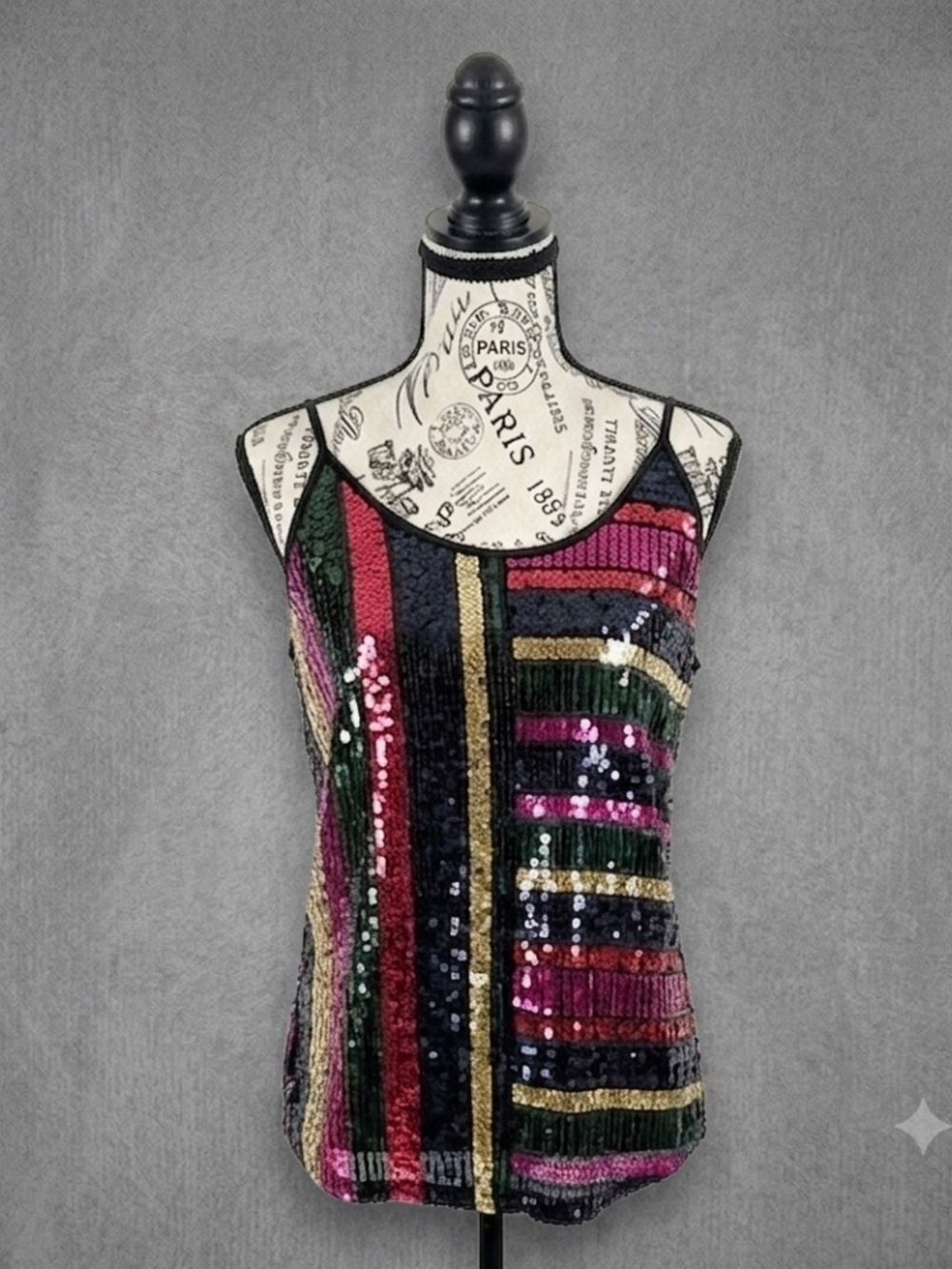 Express Sequin Cami Tank Top Small Stripe Multicolor Sparkle Party Y2K Going Out